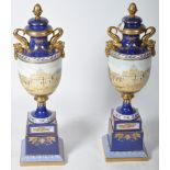 A PAIR OF FRENCH EMPIRE STYLE BALUSTER FORM VASES