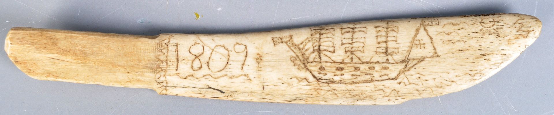 EARLY 19TH CENTURY GEORGE III SCRIMSHAW PAPER KNIFE