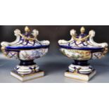 A PAIR OF MEISSEN FRENCH EMPIRE CAMPANA URNS