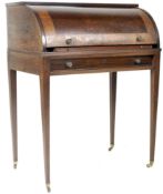 19TH CENTURY VICTORIAN MAHOGANY ROLL TOP WRITING TABLE DESK