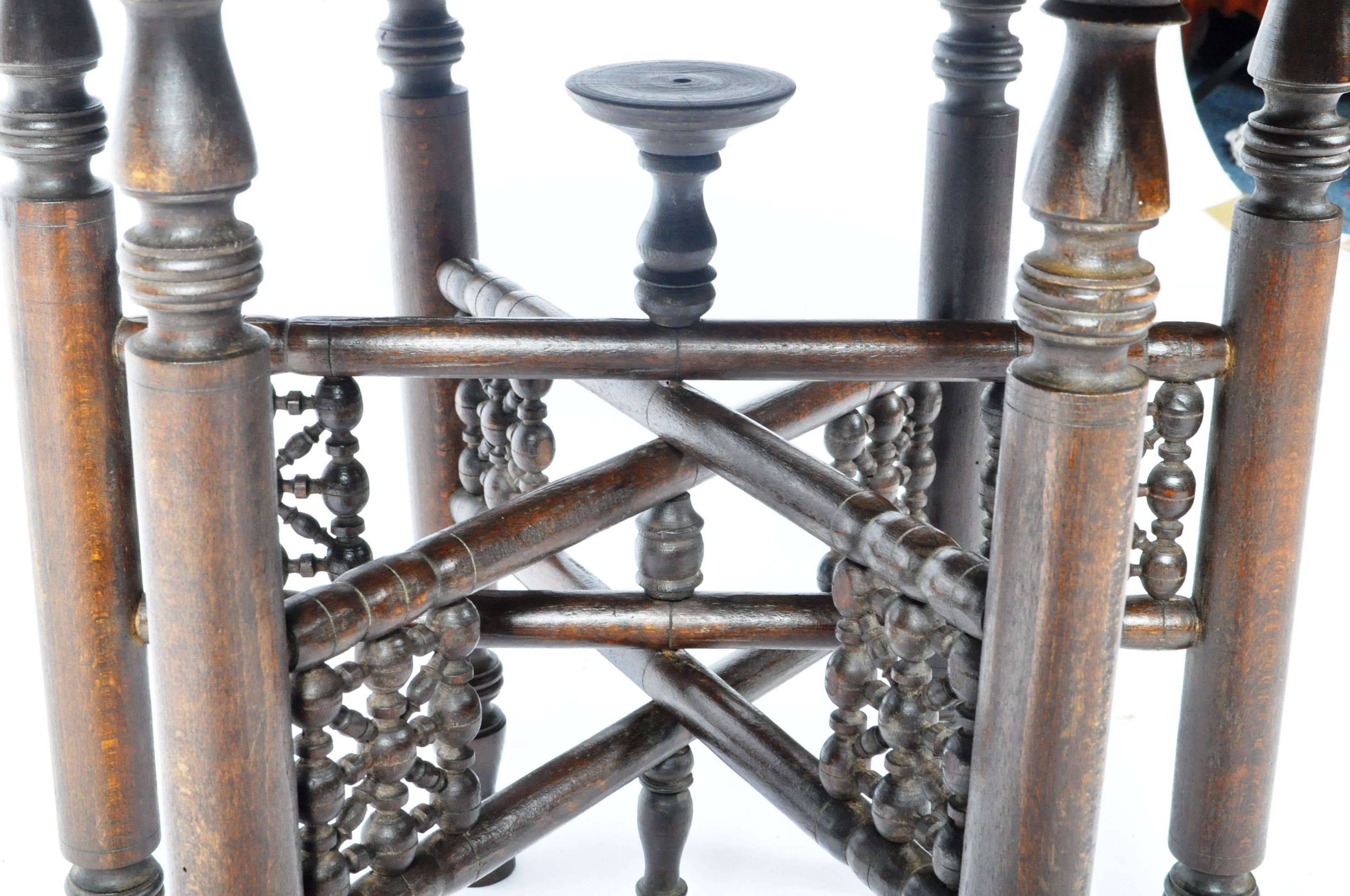 LATE 19TH CENTURY ISLAMIC BENARES BRASS TOPPED TABLE - Image 7 of 9