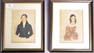 PAIR OF 19TH CENTURY WATERCOLOUR PORTRAIT PAINTINGS