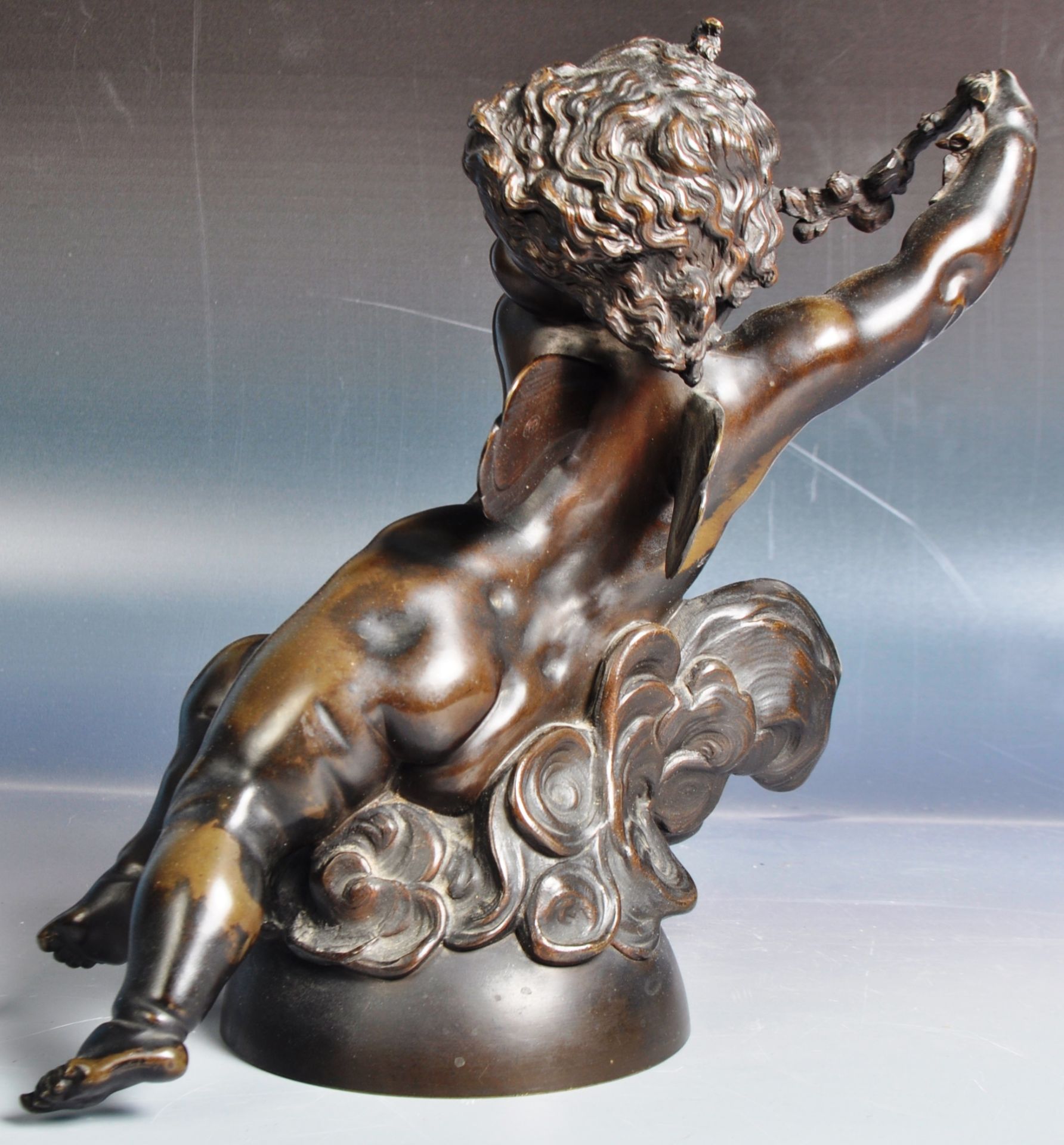 19TH CENTURY LARGE BRONZE CHERUB FIGURINE - Image 8 of 8