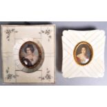 TWO 19TH CENTURY IVORY PORTRAIT MINIATURES IN FRAMES