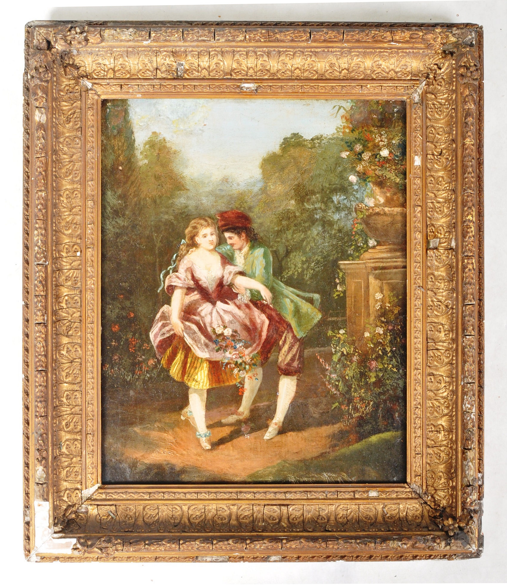 19TH CENTURY ITALIAN OIL ON CANVAS ROMANTIC PAINTING - Image 2 of 7