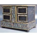 19TH CENTURY VICTORIAN BLACK LACQUERED AND MOTHER OF PEARL JEWELLERY BOX