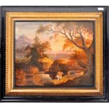 18TH CENTURY FRENCH OIL ON CANVAS LANDSCAPE PAINTING
