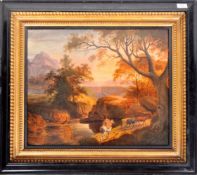 18TH CENTURY FRENCH OIL ON CANVAS LANDSCAPE PAINTING