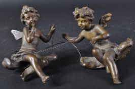 AFTER AUGUSTE MOREAU - PAIR OF FRENCH BRONZE CHERUBS