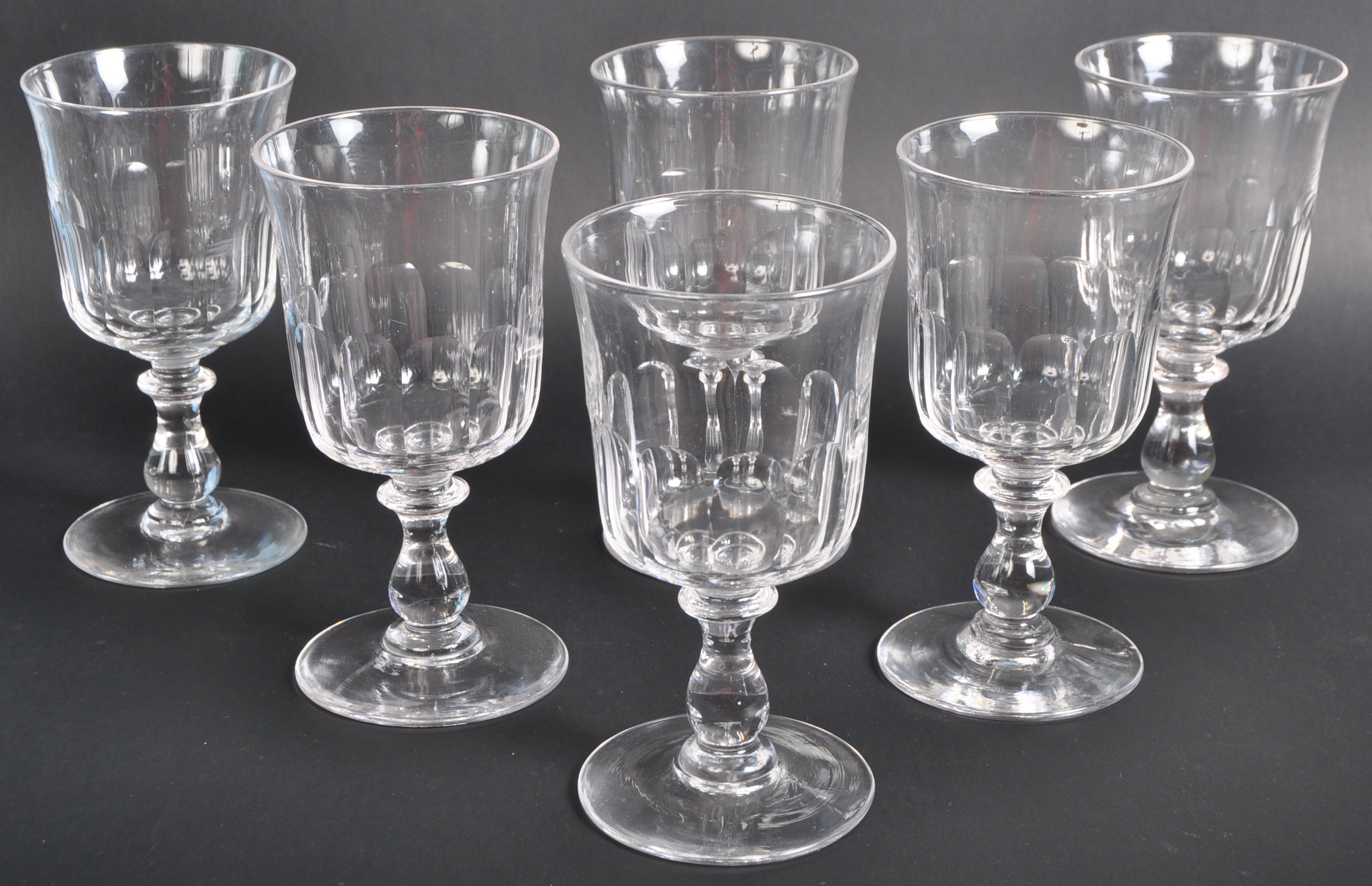 SET OF 19TH CENTURY FACET CUT WINE GOBLETS - Image 2 of 5