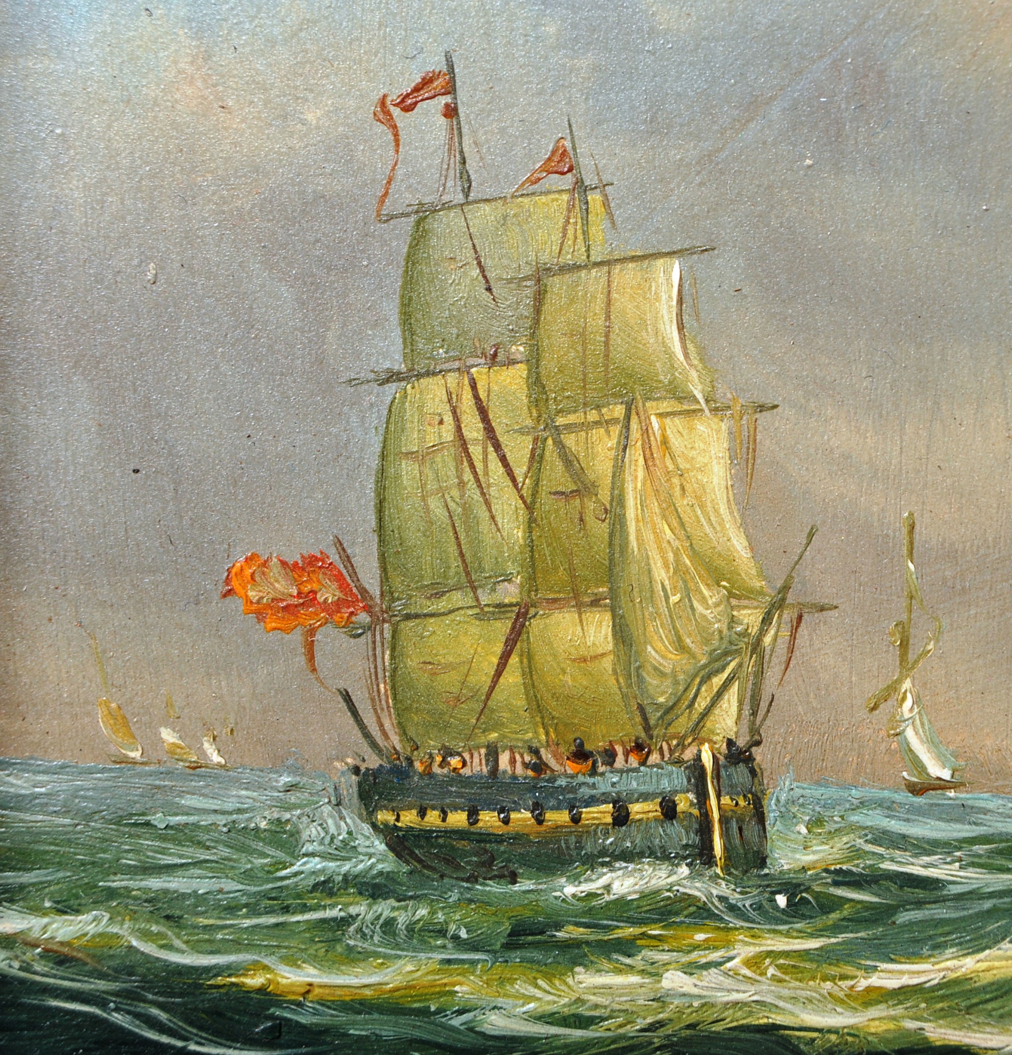 19TH CENTURY OIL ON BOARD MARITIME PAINTING - Image 3 of 8