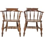 SET OF FOUR 19TH CENTURY ELM SMOKERS BOW ARMCHAIRS