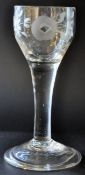 18TH CENTURY GEORGE III ENGRAVED STEM WINE GLASS