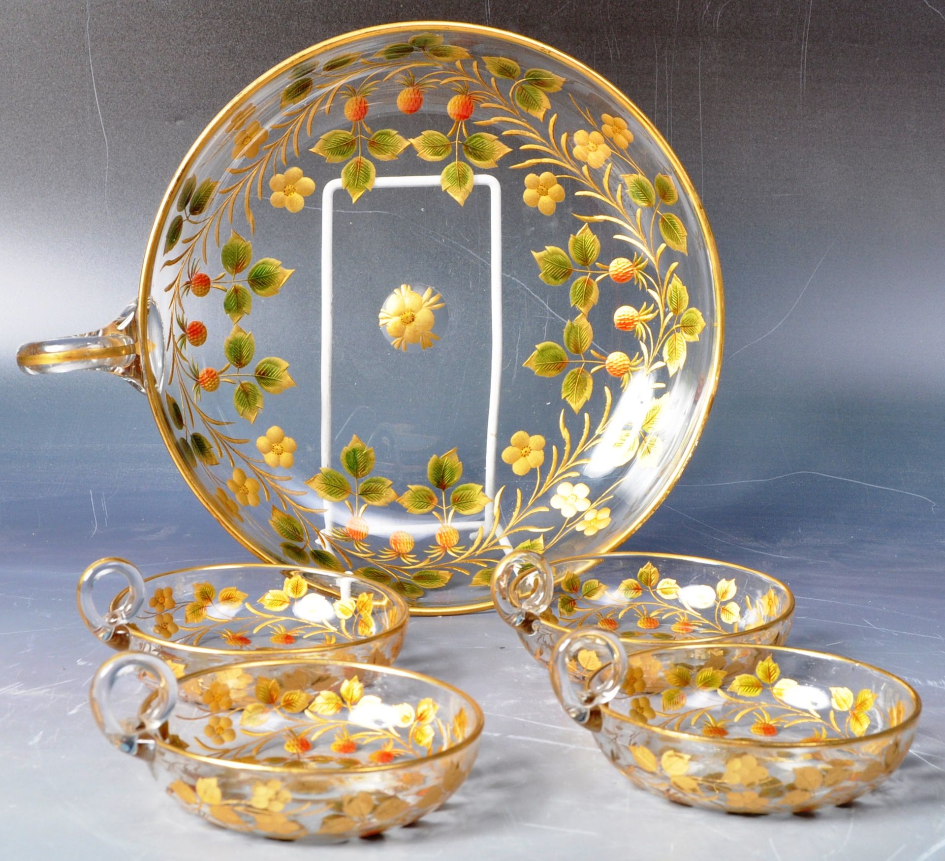 EARLY 20TH CENTURY FRENCH GILDED STRAWBERRY SET