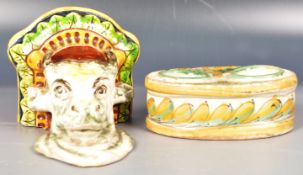 TWO PIECES OF ITALIAN FAIENCE TIN GLAZED EARTHENWARE