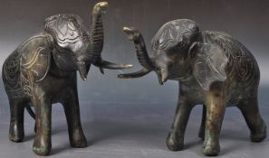 PAIR OF 19TH CENTURY INDIAN BRONZE ELEPHANT FIGURINES