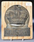 EARLY 19TH CENTURY BRISTOL FIRE MARK PLAQUE