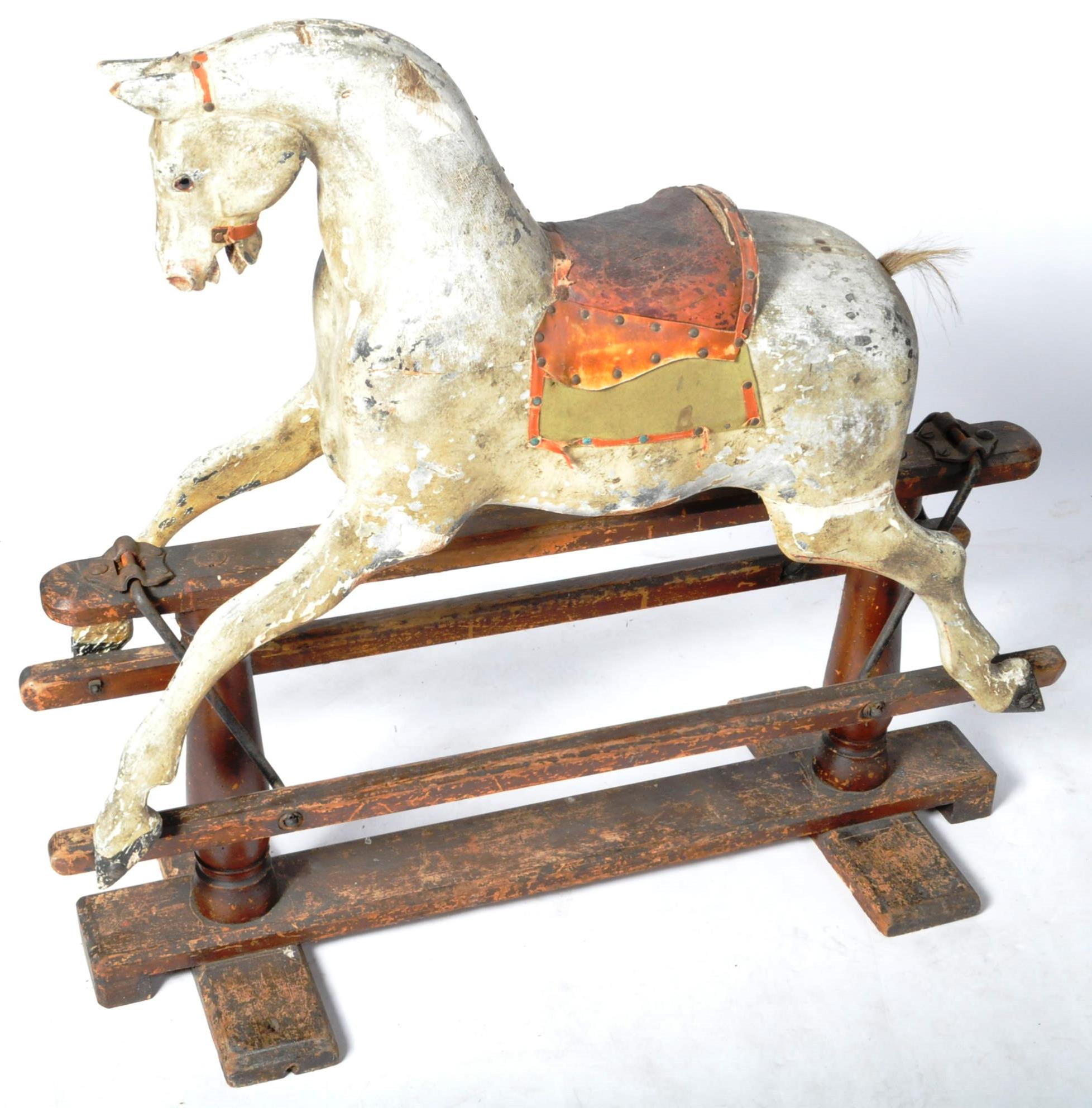 VICTORIAN WOODEN DAPPLE GREY PAINTED ROCKING HORSE - Image 2 of 10