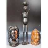 COLLECTION OF AFRICAN CARVED HARDWOOD TRIBAL OBJECTS