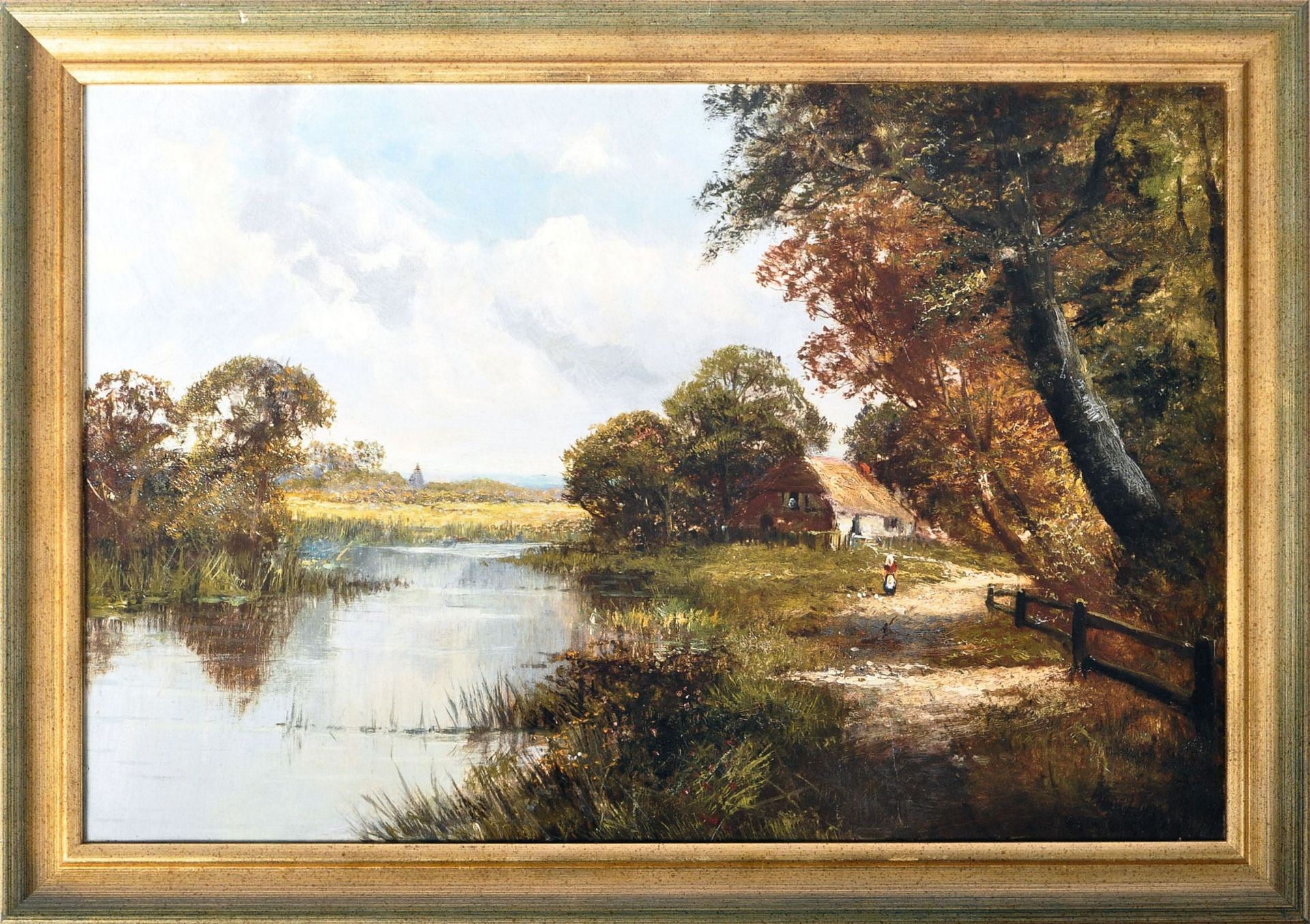 HENRY COOPER 'NEAR THAMES DITTON' OIL ON CANVAS PAINTING