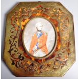 18TH CENTURY MILITARY PORTRAIT IN BOULLE WORK FRAME