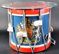 EARLY 20TH CENTURY PAINTED MILITARY DRUM COFFEE TABLE
