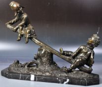 20TH CENTURY FRENCH BRONZE SEESAW FIGURINE GROUP