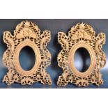 PAIR OF 19TH CENTURY CHINESE HAND CARVED CEDAR WOOD FRAMES