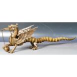 19TH CENTURY SILVER PLATED AND HORN DRAGON TABLE LIGHTER