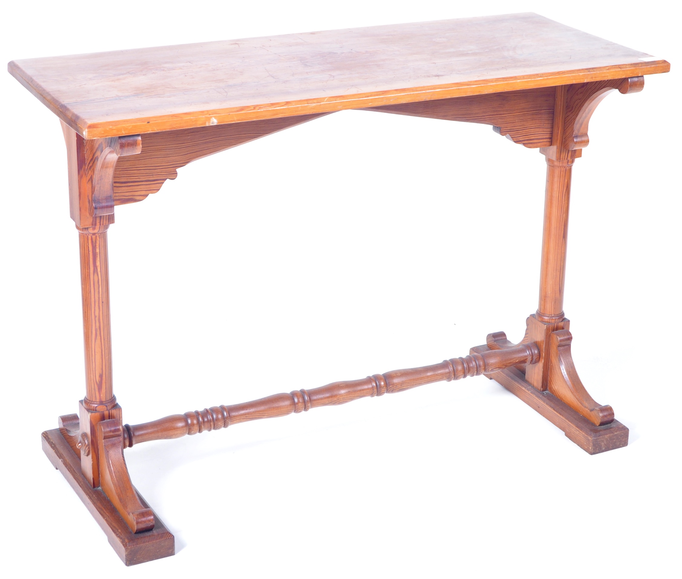 19TH CENTURY VICTORIAN PITCH PINE GOTHIC SIDE / HALL TABLE - Image 2 of 6