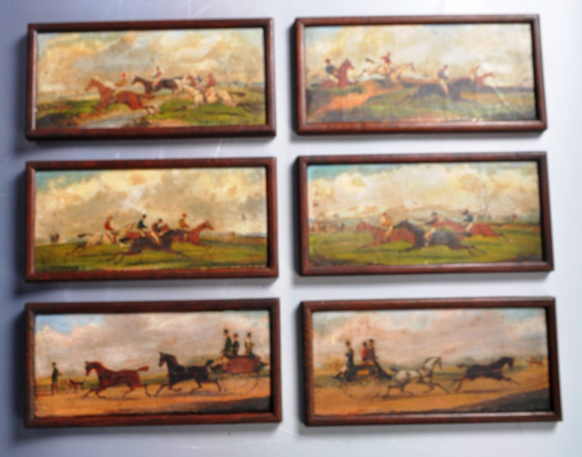 SET OF SIX 19TH CENTURY VICTORIAN OIL ON BOARD PAINTINGS - Image 2 of 8