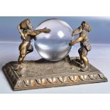 19TH CENTURY BRONZE WITCHES CRYSTAL BALL STAND