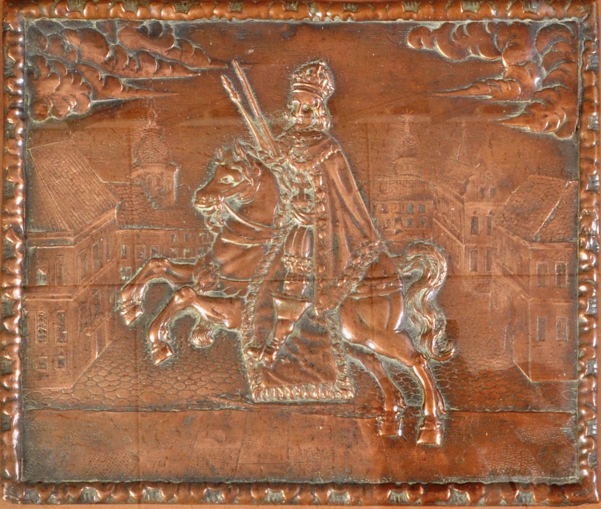 18TH CENTURY FRAMED COPPER PLAQUE DEPICTING KING CHARLES I - Image 2 of 5
