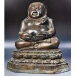 LARGE 19TH CENTURY CHINESE BRONZE FAT BUDDHA