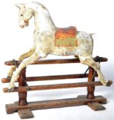 VICTORIAN WOODEN DAPPLE GREY PAINTED ROCKING HORSE