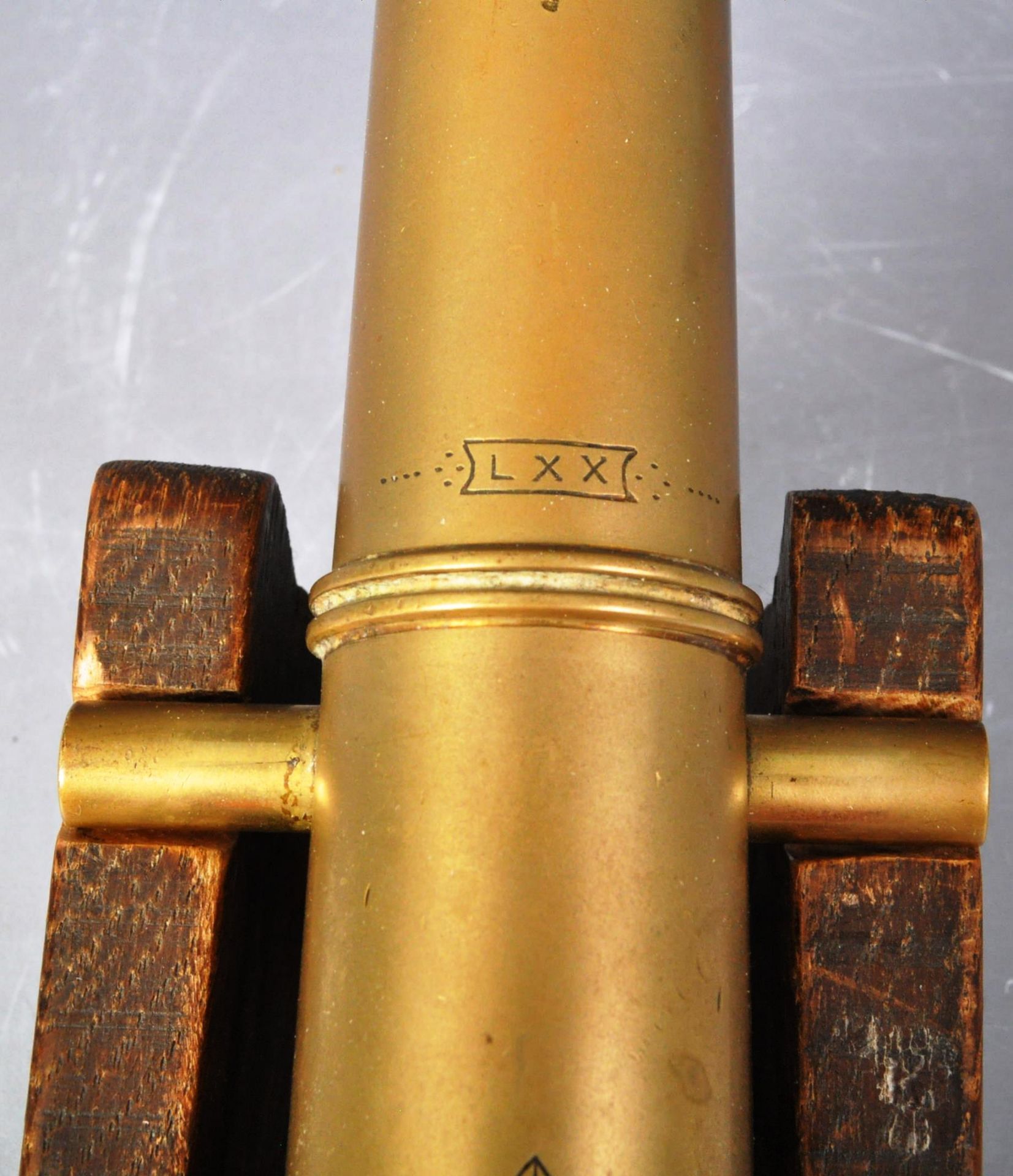 19TH CENTURY VICTORIAN GILDED BRONZE CANNON ON STAND - Image 5 of 9