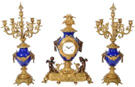 20TH CENTURY ITALIAN IMPERIAL BRONZE & PORCELAIN MANTEL CLOCK