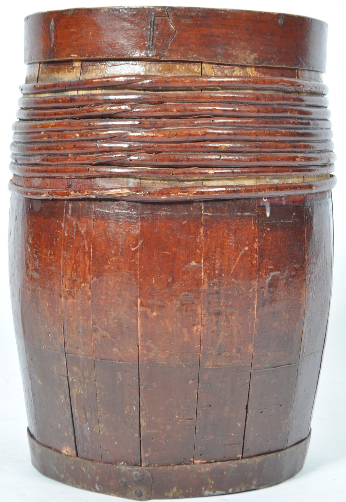 LARGE 19TH CENTURY SHIPPING SPICE BARREL WITH LID - Bild 4 aus 5