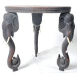 19TH CENTURY INDIAN CARVED HARDWOOD OCCASIONAL ELEPHANT TABLE