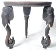 19TH CENTURY INDIAN CARVED HARDWOOD OCCASIONAL ELEPHANT TABLE