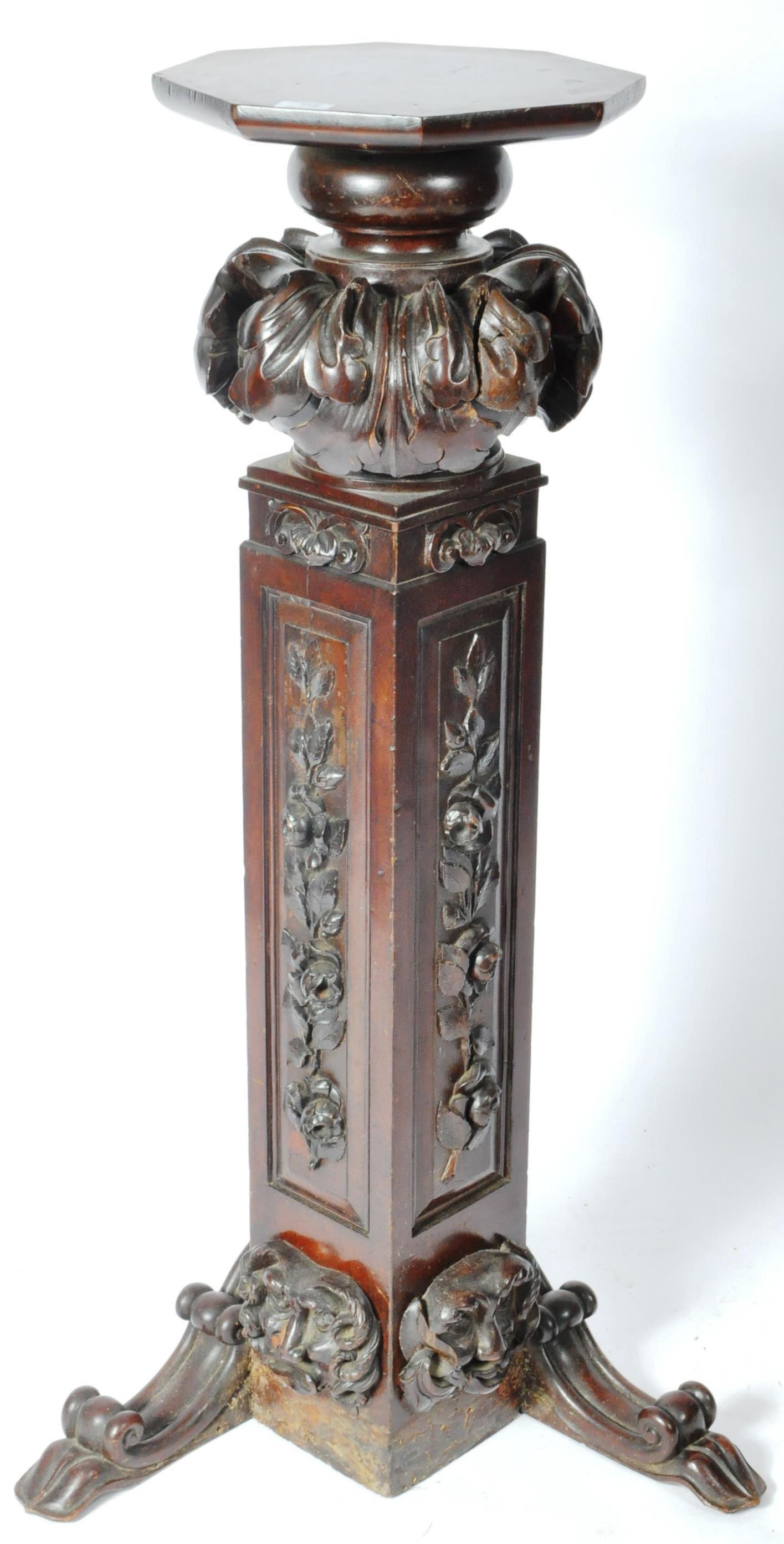 19TH CENTURY THICK CARVED JARDINIERE / PLANT STAND - Image 2 of 11