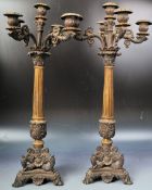 MATCHING PAIR OF 19TH CENTURY VICTORIAN BRONZE CANDLESTICKS