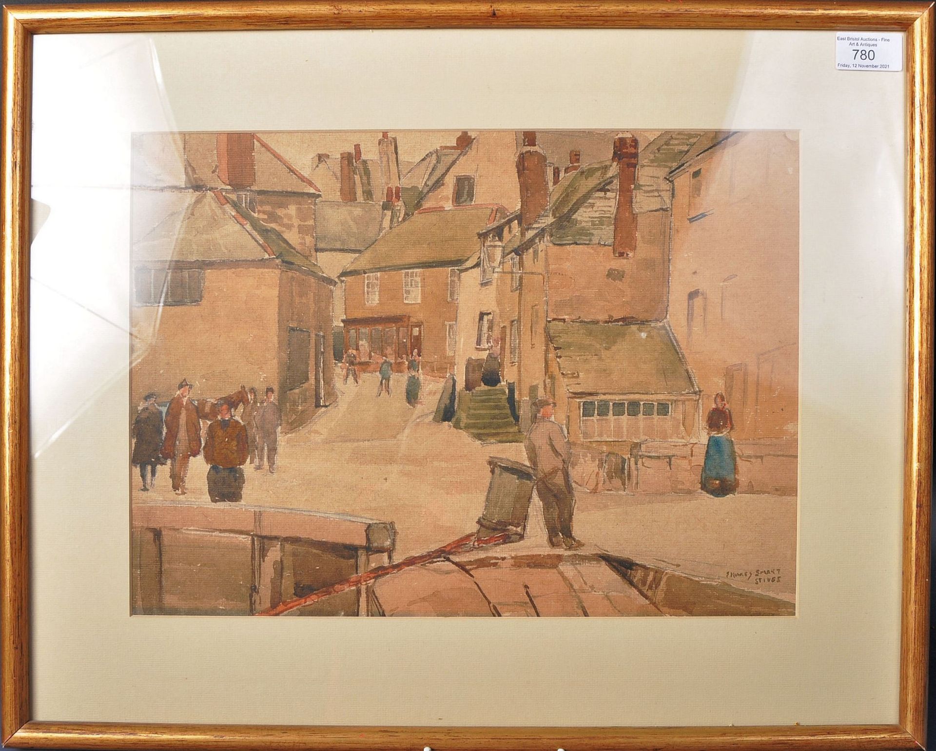 EDGAR ROWLEY SMART (1887-1934) - WATERCOLOUR PAINTING OF ST IVES