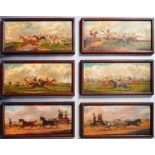 SET OF SIX 19TH CENTURY VICTORIAN OIL ON BOARD PAINTINGS