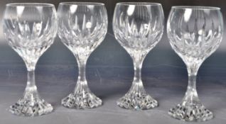 SET OF FOUR BACCARAT MASSENA PATTERN CUT GLASS RED WINE GLASSES