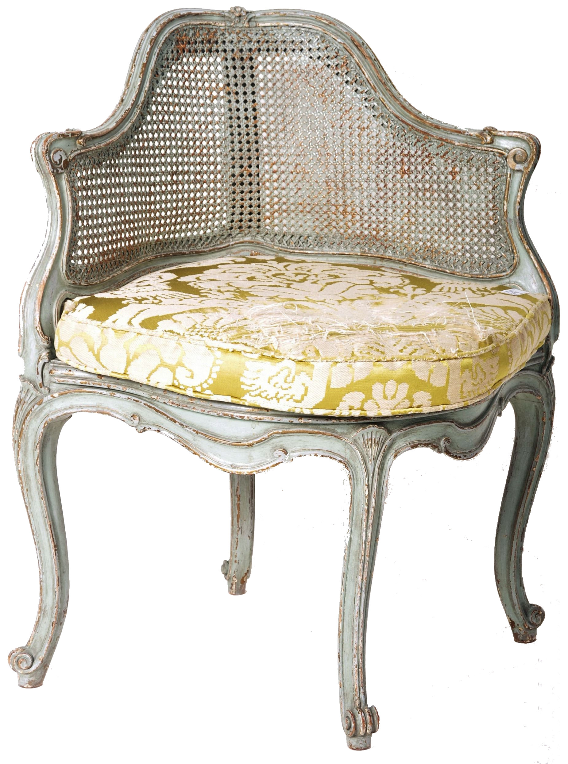 19TH CENTURY FRENCH BERGERE CORNER CHAIR