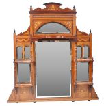 19TH CENTURY VICTORIAN INLAID MAHOGANY OVERMANTEL MIRROR