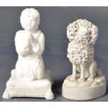 TWO 19TH CENTURY BISCUIT WARE PORCELAIN FIGURES