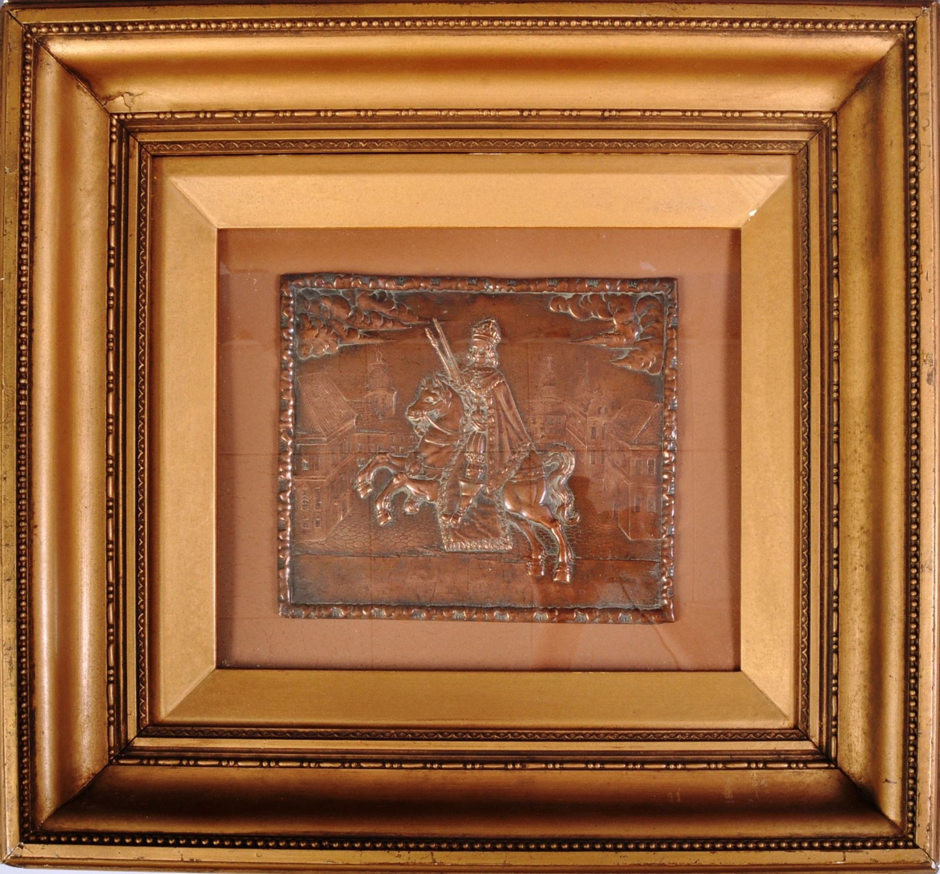 18TH CENTURY FRAMED COPPER PLAQUE DEPICTING KING CHARLES I