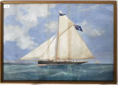 YACHTING INTEREST - 19TH CENTURY GAFF CUTTA MINNA PAINTING